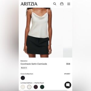 Babaton camisole in matte pearl size M